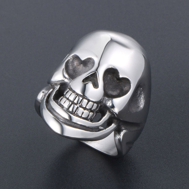 Titanium Steel Love Skull Dancing Ring for Men - Retro Punk Ghost Head Design