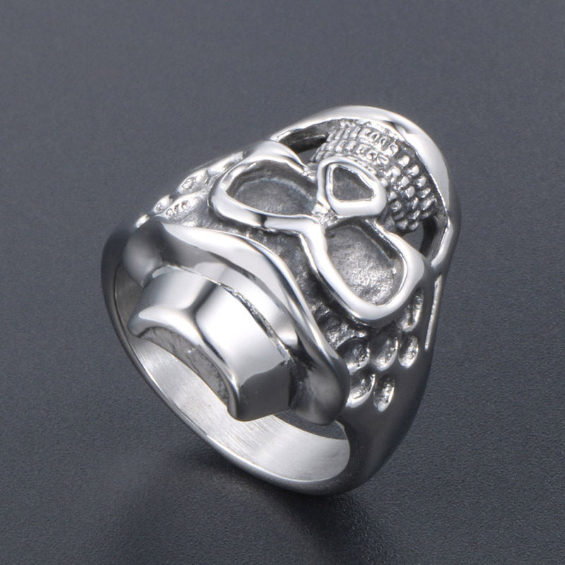 Trendy Titanium Steel Skull Ring for Men - Cool Wholesale Accessory in Imitation Vintage Style