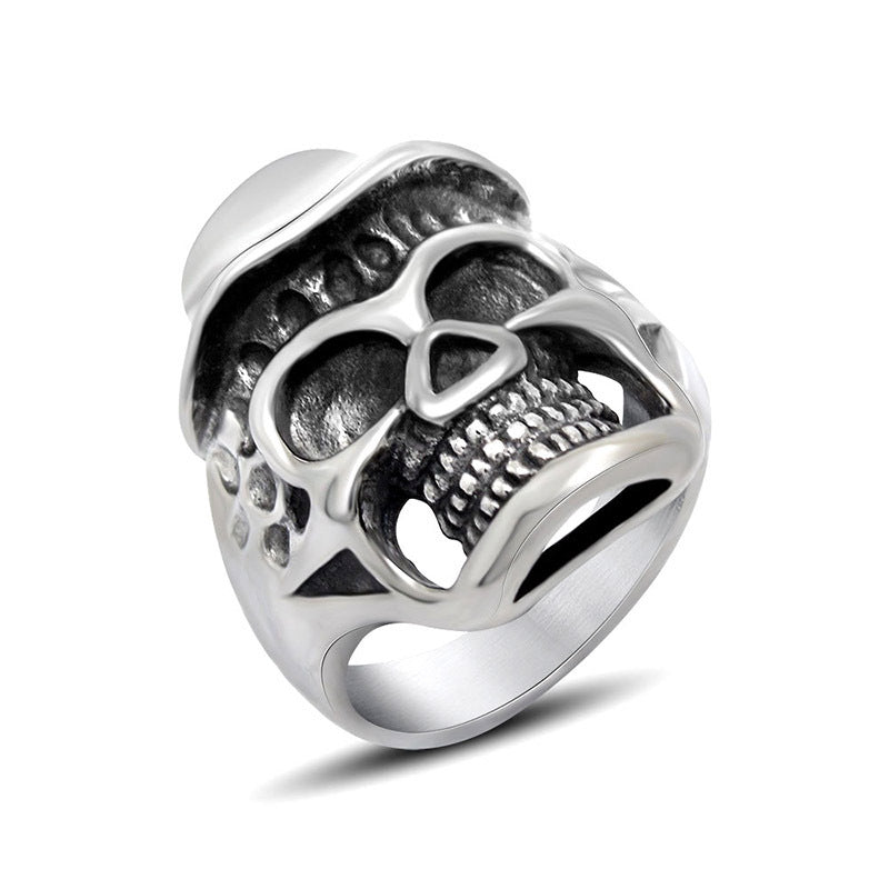 Trendy Titanium Steel Skull Ring for Men - Cool Wholesale Accessory in Imitation Vintage Style