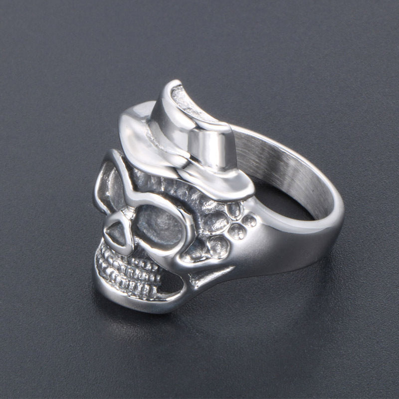 Trendy Titanium Steel Skull Ring for Men - Cool Wholesale Accessory in Imitation Vintage Style