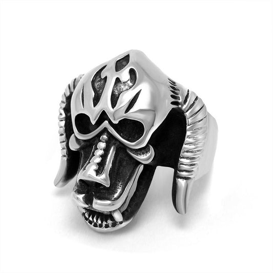 Customizable Vintage Titanium Steel Horror Monster Ring for Men - Bold Creative Design