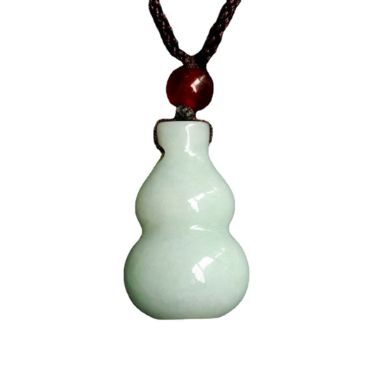 Fortune's Favor Sterling Silver Jade Gourd Pendant