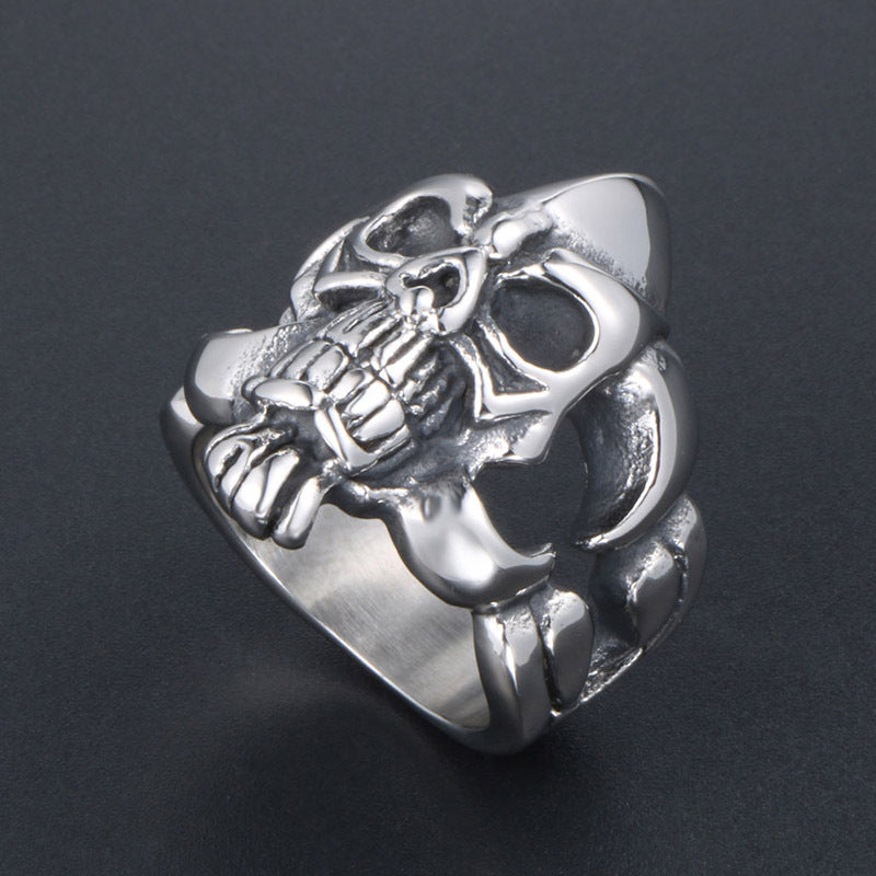 Exaggerated Skull Ring for Men - Retro Titanium Steel Jewelry Wholesale