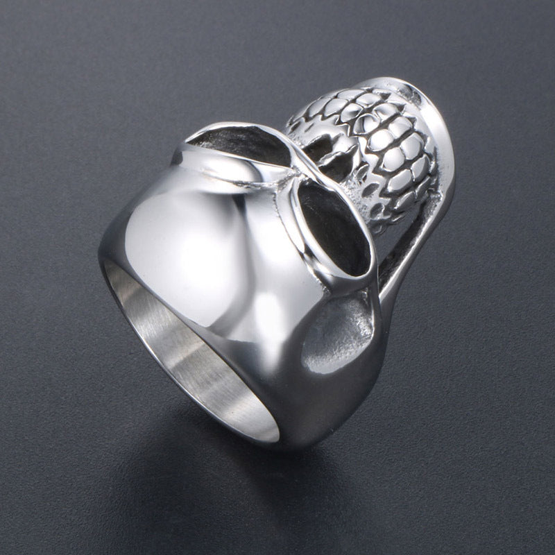 Exaggerated Retro Titanium Steel Skull Ring for Men - Wholesale Punk Style