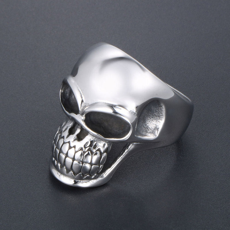 Exaggerated Retro Titanium Steel Skull Ring for Men - Wholesale Punk Style