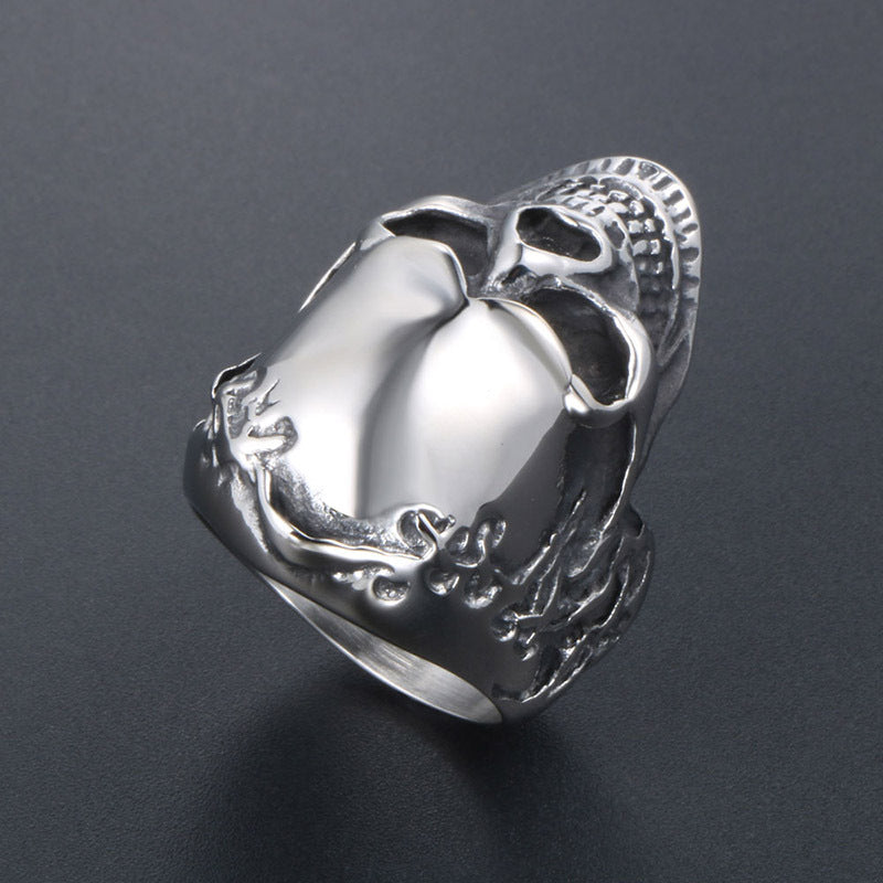 Trendy Titanium Steel Skull Wreath Ring for Men - Cool Rock Hip-Hop Accessory