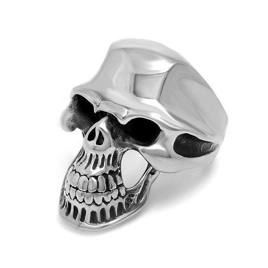 Gothic Inspired Skull Vampire Ring - Bold Stainless Steel Ghost Head Design for Men