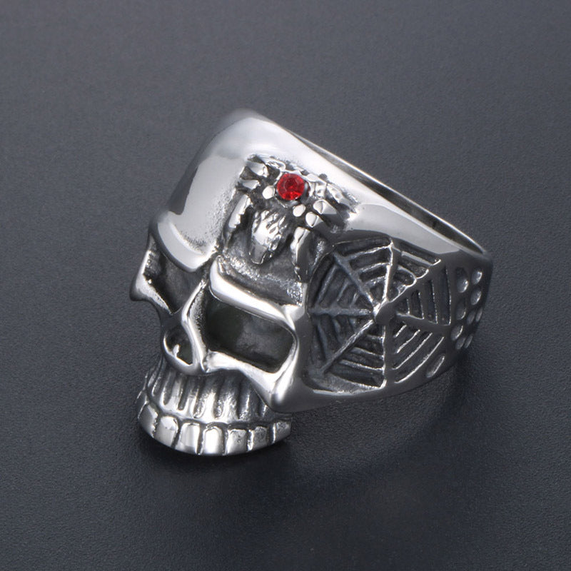 Retro Spider Skull Ring in Imitation Titanium Steel for Men - Vintage Rock Jewelry Accessories