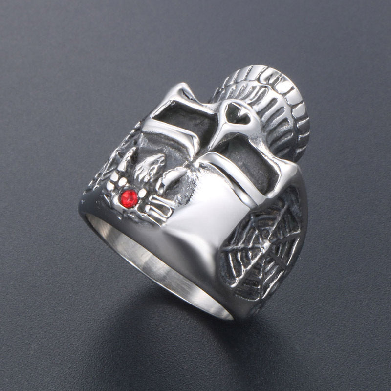 Retro Spider Skull Ring in Imitation Titanium Steel for Men - Vintage Rock Jewelry Accessories