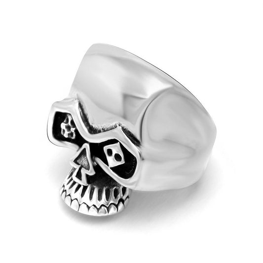 Titanium Steel Skull Ring for Men - Unique Non-Conformist Halloween Accessory