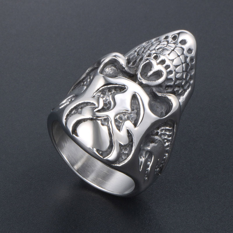 Titanium Steel Skull Ring for Men - Trendy Alternative Rock & Hip Hop Style