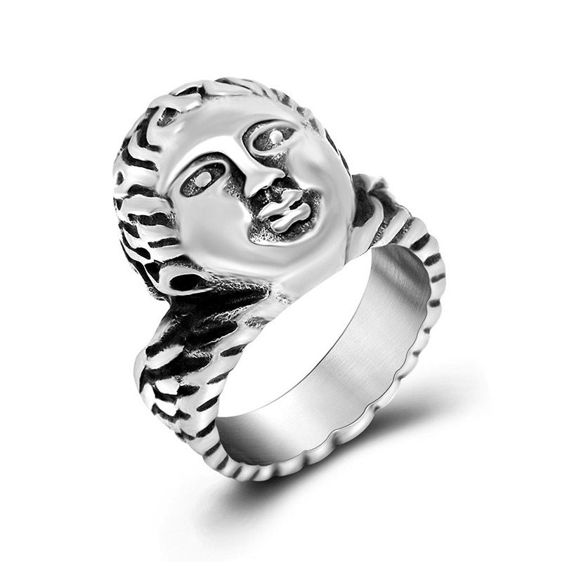 Titanium Steel Men's Fashion Ring - Korean Style Stainless Steel Head Ring