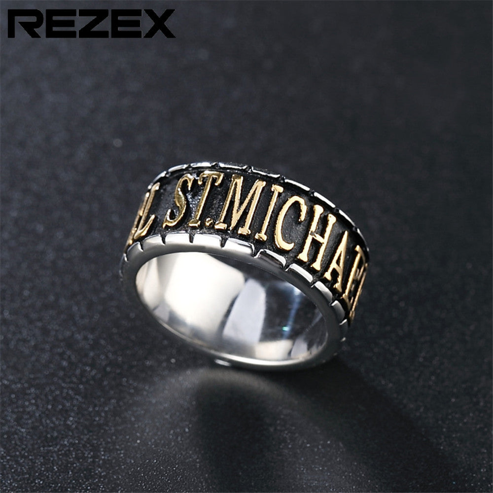 Customized Classic Round English Letters Men's Titanium Steel Ring Foreign Trade Jewelry