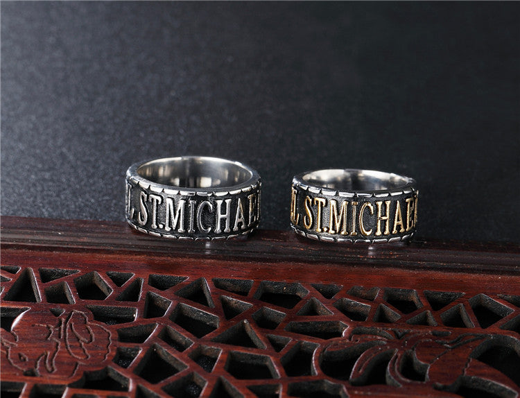 Customized Classic Round English Letters Men's Titanium Steel Ring Foreign Trade Jewelry