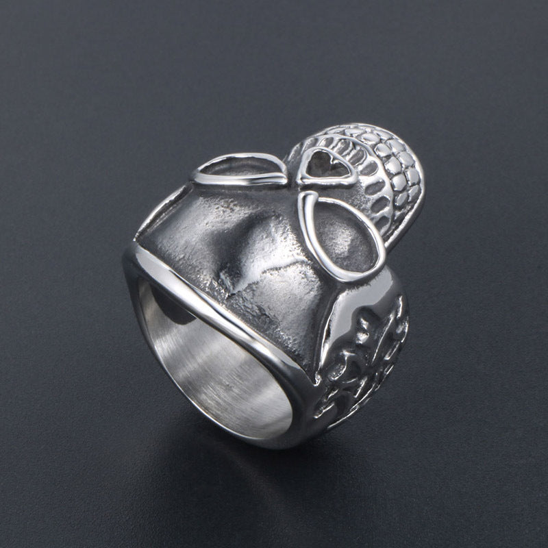 Titanium Steel Vintage Skull Ring for Men - European and American Fashion Hand Jewelry