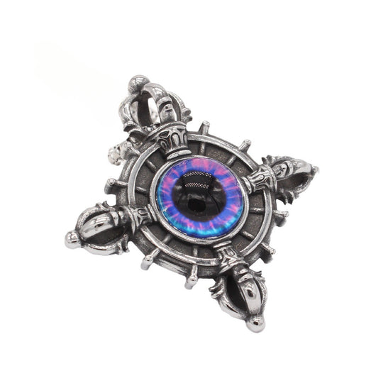 Devil's Eye Pestle Cross Titanium Steel Pendant for Men