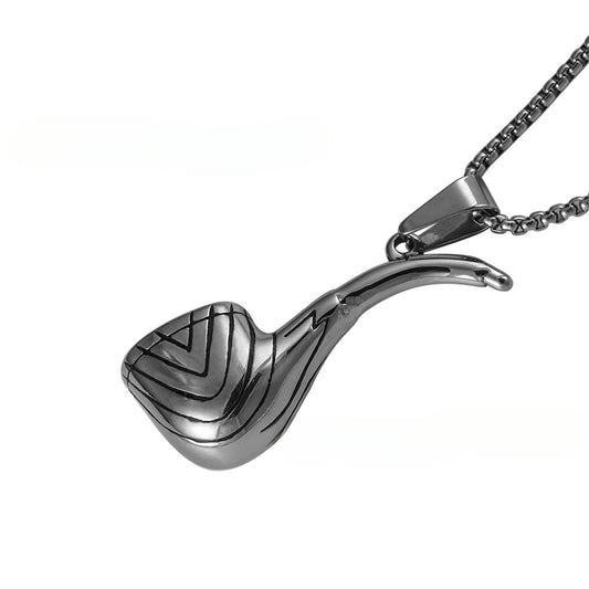 Men's Titanium Steel Hip-Hop Pendant Necklace with Hormone Detective Pipe Design