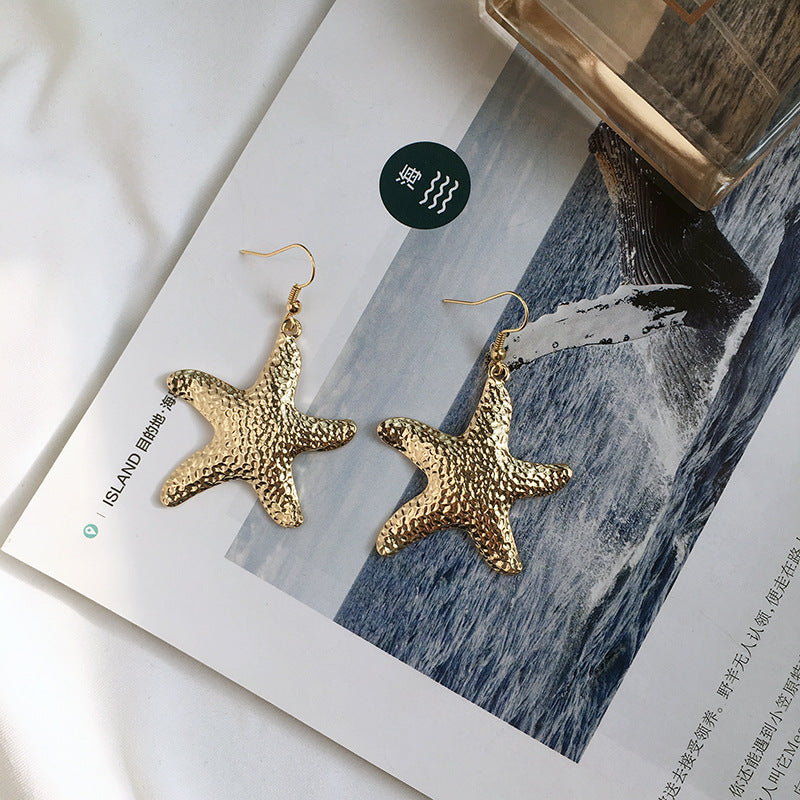 Sea Star and Shell Alloy Earrings with Street Style Charm