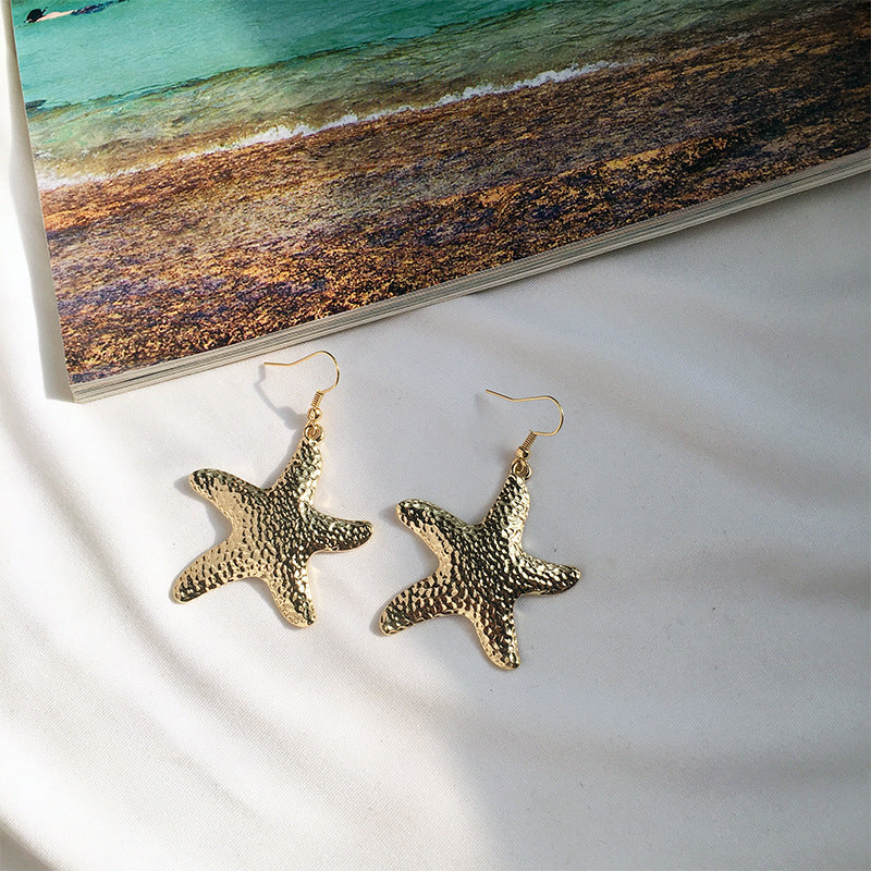 Sea Star and Shell Alloy Earrings with Street Style Charm