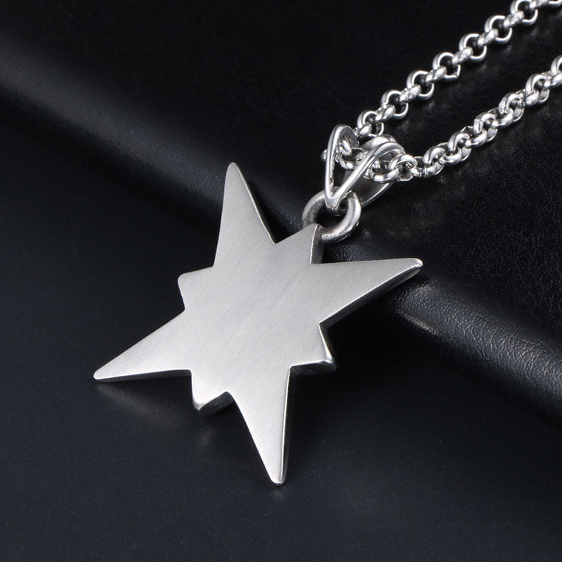 Personalized Double-Layer Star Flower Meteor Pendant Necklace for Men and Women in Titanium Steel