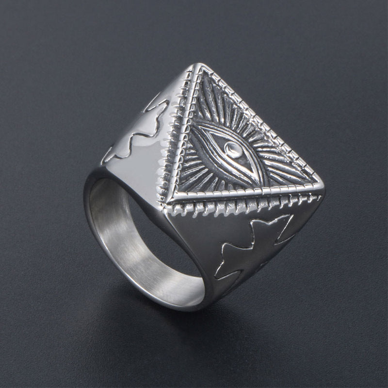 Punk-Inspired Titanium Steel Devil's Eye Ring for Men - Retro European and American Jewelry