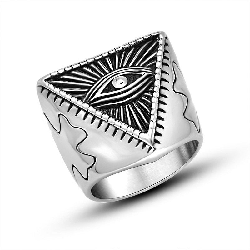 Punk-Inspired Titanium Steel Devil's Eye Ring for Men - Retro European and American Jewelry