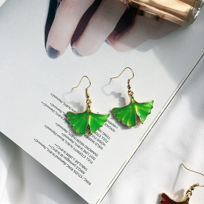 European, American and Online Celebrity Inspired Ginkgo Biloba Drop Earrings - Vienna Verve Collection.