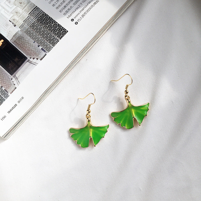 European, American and Online Celebrity Inspired Ginkgo Biloba Drop Earrings - Vienna Verve Collection.