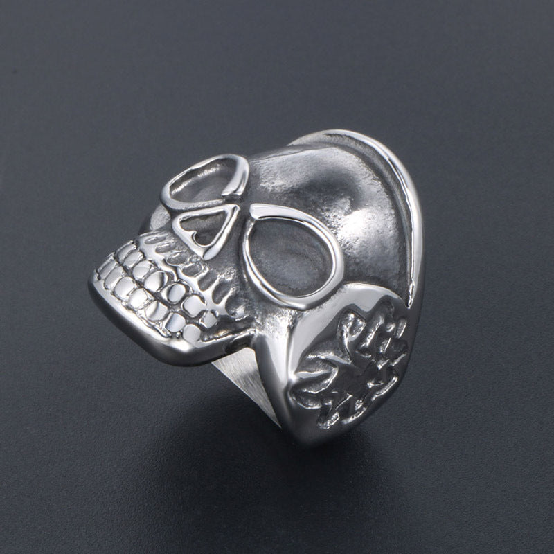 Titanium Steel Vintage Skull Ring for Men - European and American Fashion Hand Jewelry