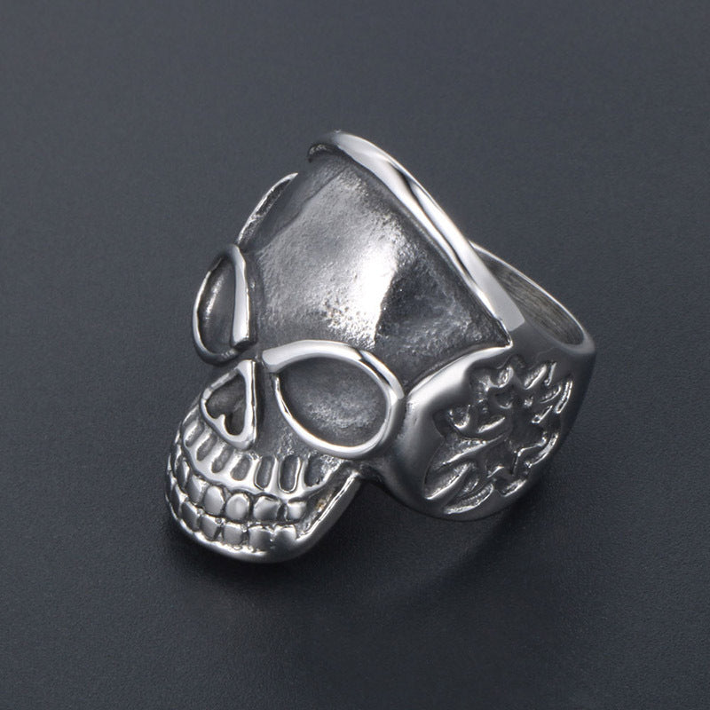 Titanium Steel Vintage Skull Ring for Men - European and American Fashion Hand Jewelry