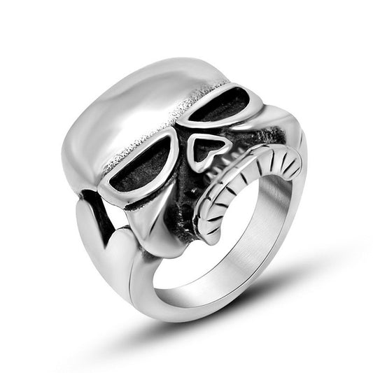 Vintage-Inspired Jawless Skull Ring for Men - Retro Punk Ghost Design in Titanium Steel