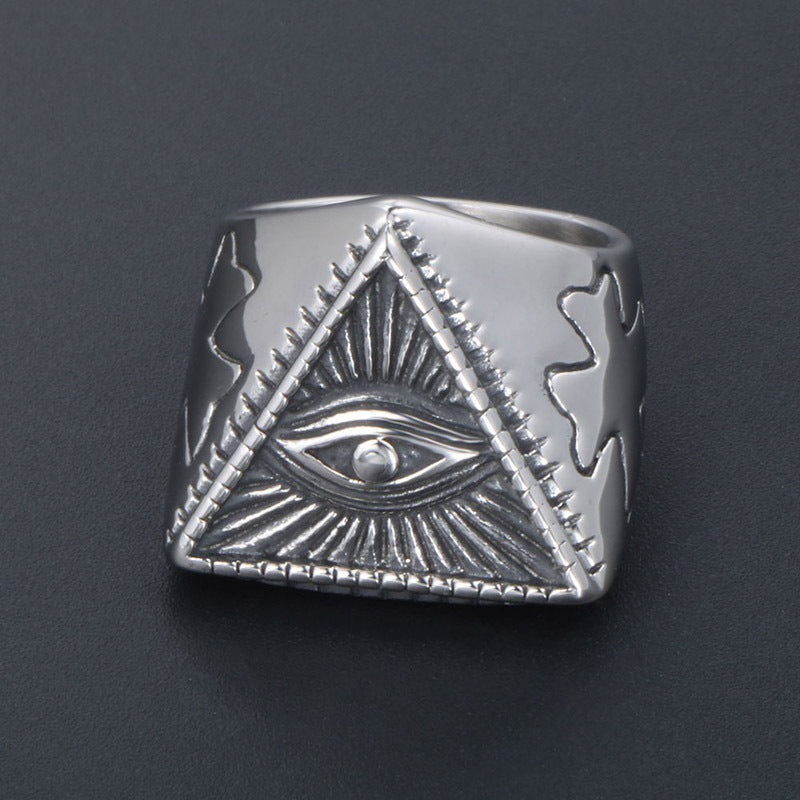 Punk-Inspired Titanium Steel Devil's Eye Ring for Men - Retro European and American Jewelry