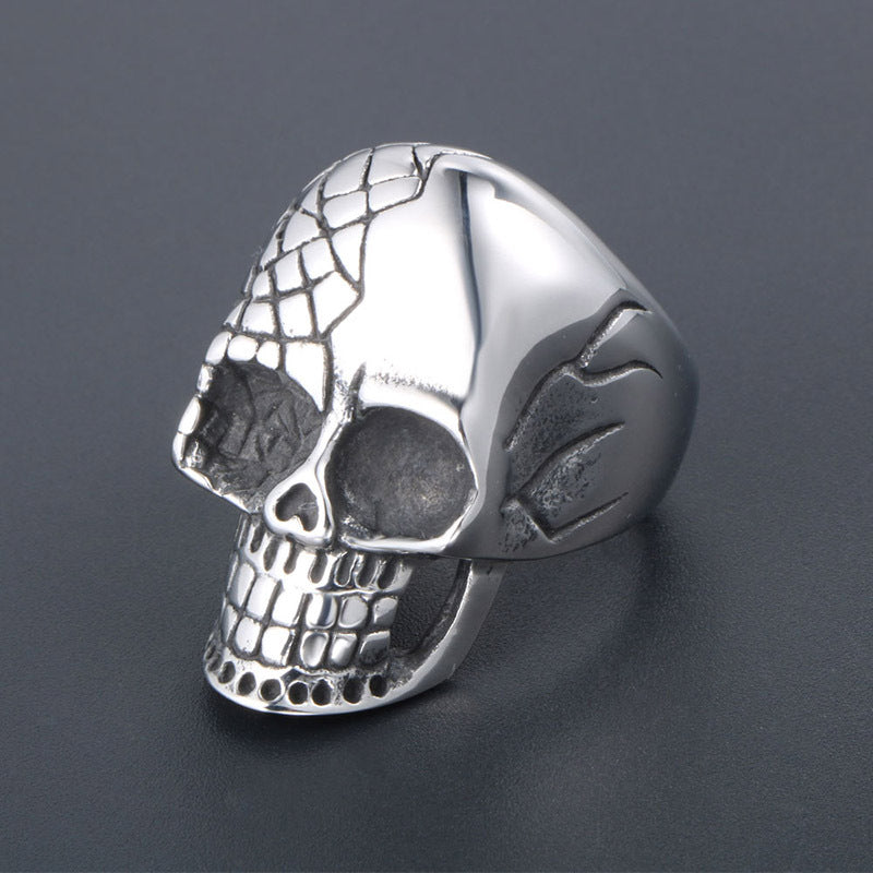 Bold Titan Skull Ring for Men - Retro Punk Style in Titanium Steel