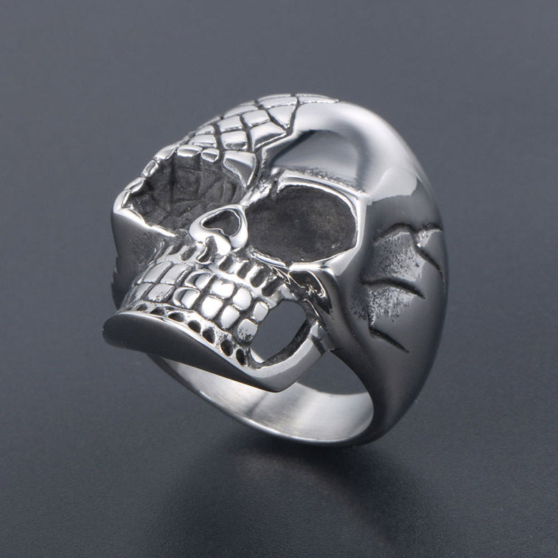 Bold Titan Skull Ring for Men - Retro Punk Style in Titanium Steel