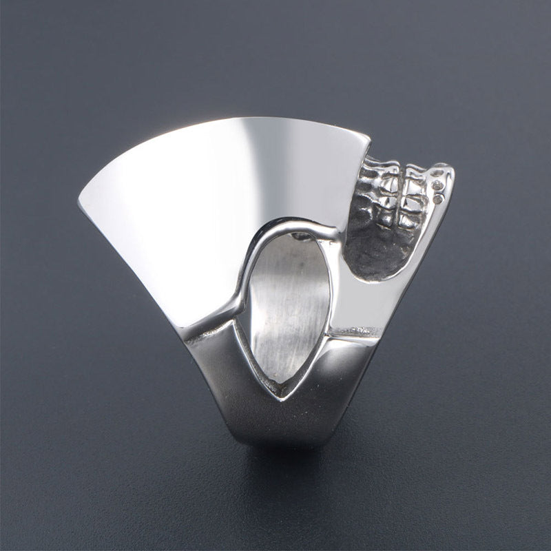 Vintage Bold Robot Statement Ring for Men - Custom Titanium Steel Hipster Accessory