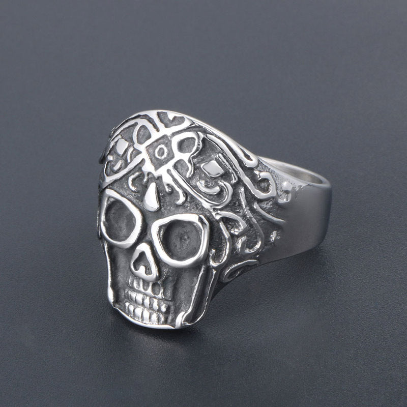 Titanium Steel Retro Punk Skull Ring for Men and Women - Trendy European and American Style