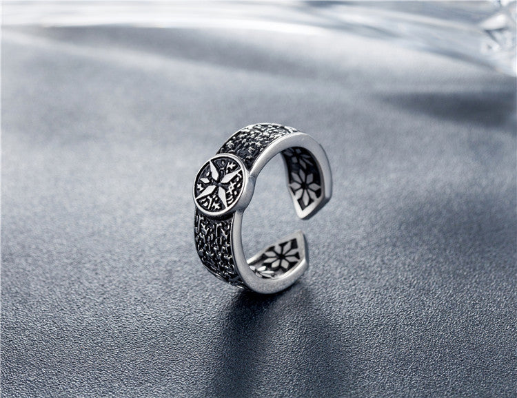 Retro Cross Open Ring for Men made of Titanium Steel from Planderful Collection