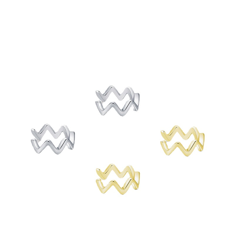 Sterling Silver Small Cute Temperament Wavy Ear Clips