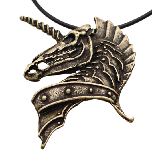 Viking Warrior Horse Head Pendant Necklace - Nordic Talisman Jewelry for Men