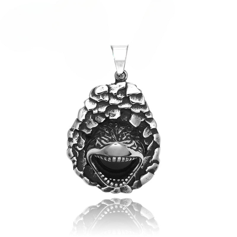 Vintage-Inspired Titanium Steel Crocodile Mouth Pendant for Men - Customizable Retro Jewelry Collection