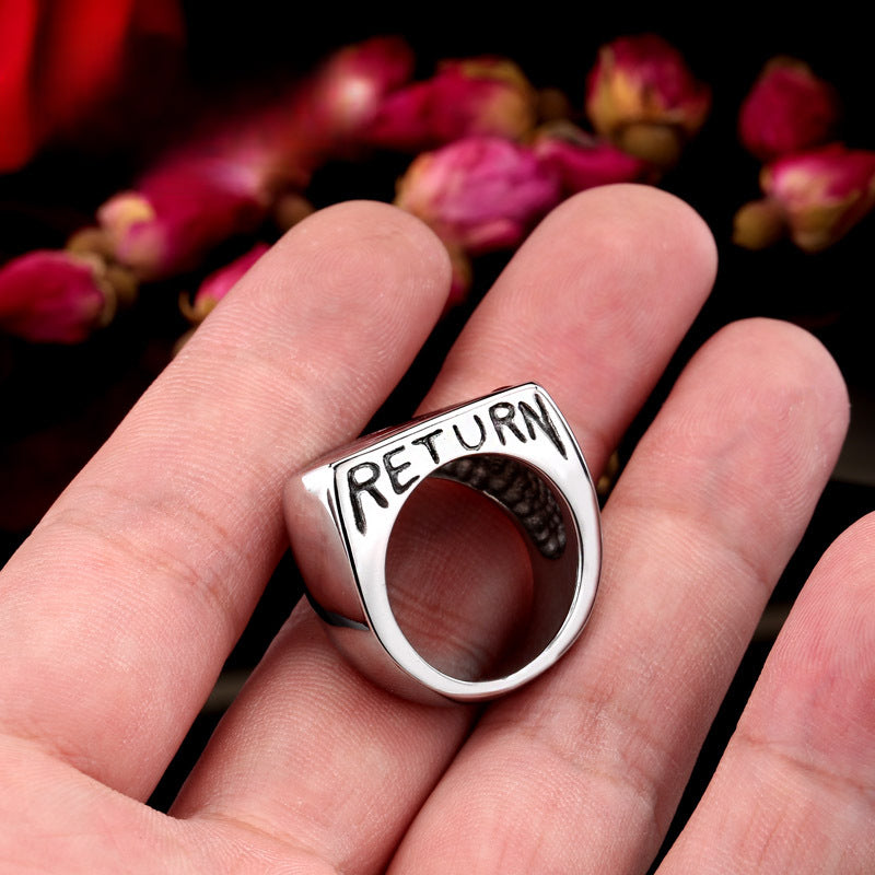 Personalized European and American Men's Titanium Steel Ring - Retro Style Wholesale Jewelry