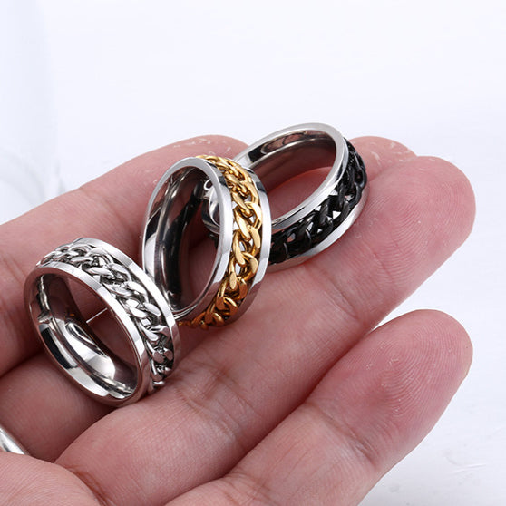 Retro Titanium Steel Chain Ring for Men - Wholesale Stainless Steel Simple Design