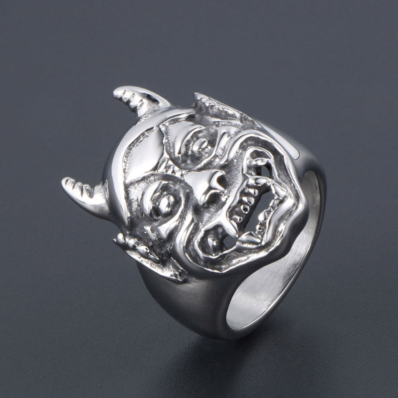 Titanium Steel Retro Minotaur Ghost Punk Ring for Men - Unique Alternative Jewelry