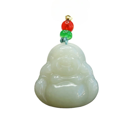 Jewelry Piece: Handcrafted Hotan Jade Buddha Pendant with Sterling Silver Chain