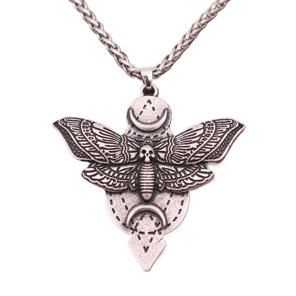 Mystical Moon Moth Men's Necklace with Vintage Charm