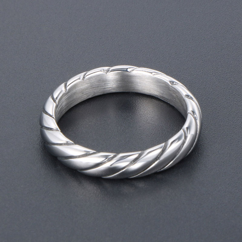 Elegant Titanium Steel Couple's Ring - Minimalist High-End Jewelry for Men