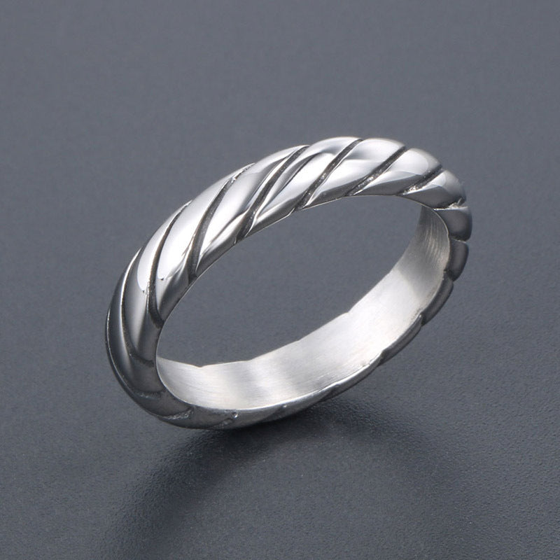 Elegant Titanium Steel Couple's Ring - Minimalist High-End Jewelry for Men