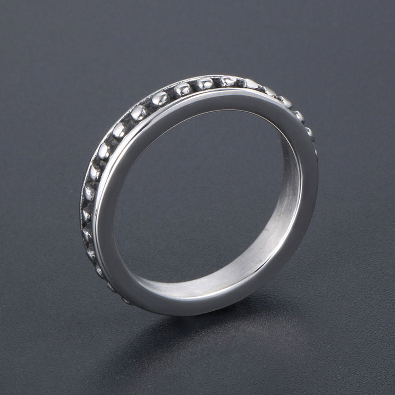 Polka Dot Titanium Steel Couple Ring for Men and Women