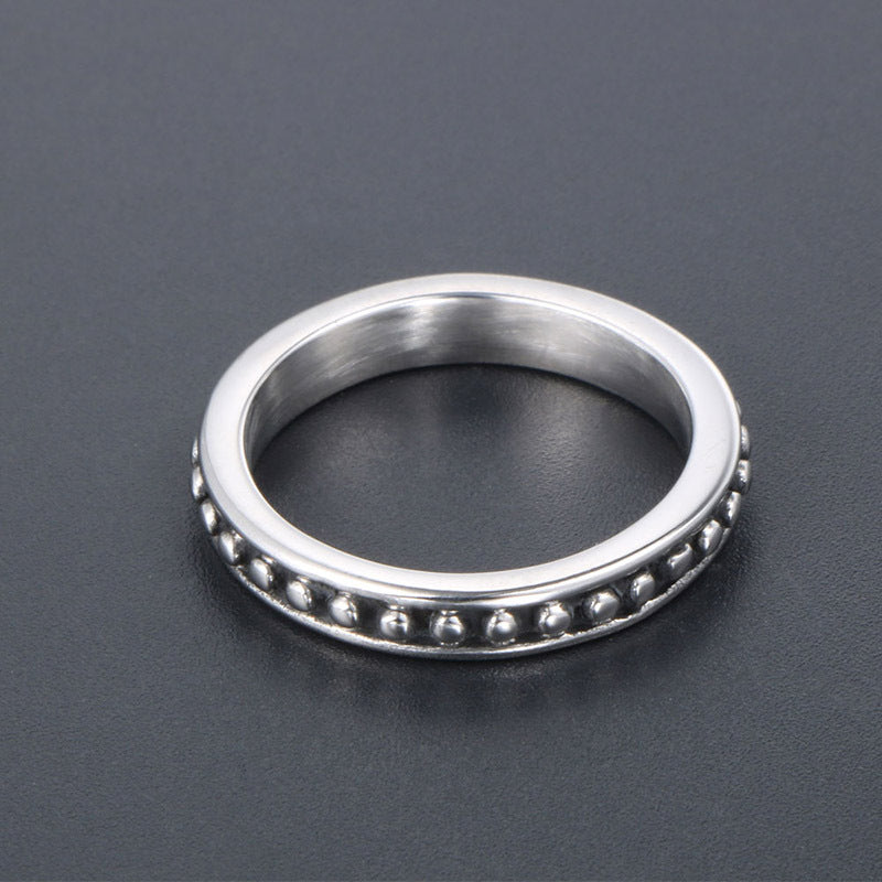 Polka Dot Titanium Steel Couple Ring for Men and Women