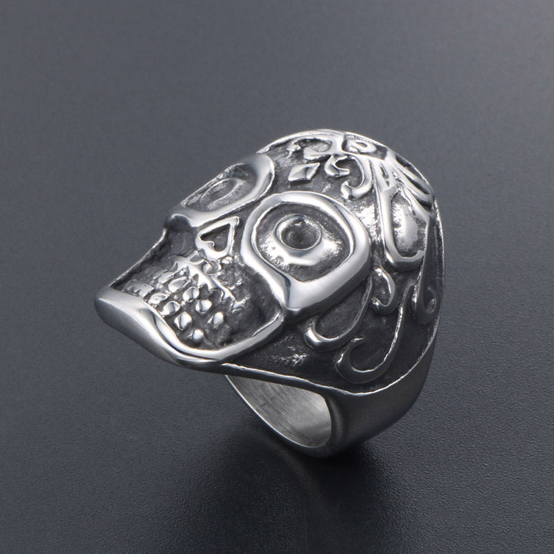 Vintage-Inspired Titanium Steel Skull Ring for Men - Unique Design and Personalized Style